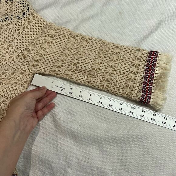 Umgee Cream Loose Knit Fringe‎ Trim Top - Picture 6 of 8